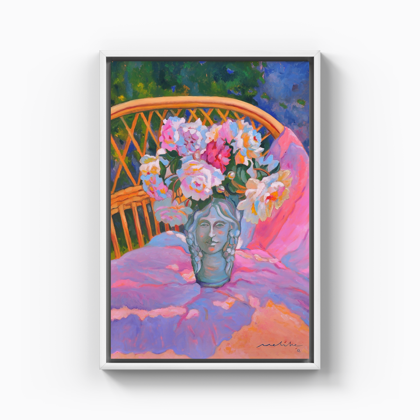 Roses in a faceted vase - Canvas Painting