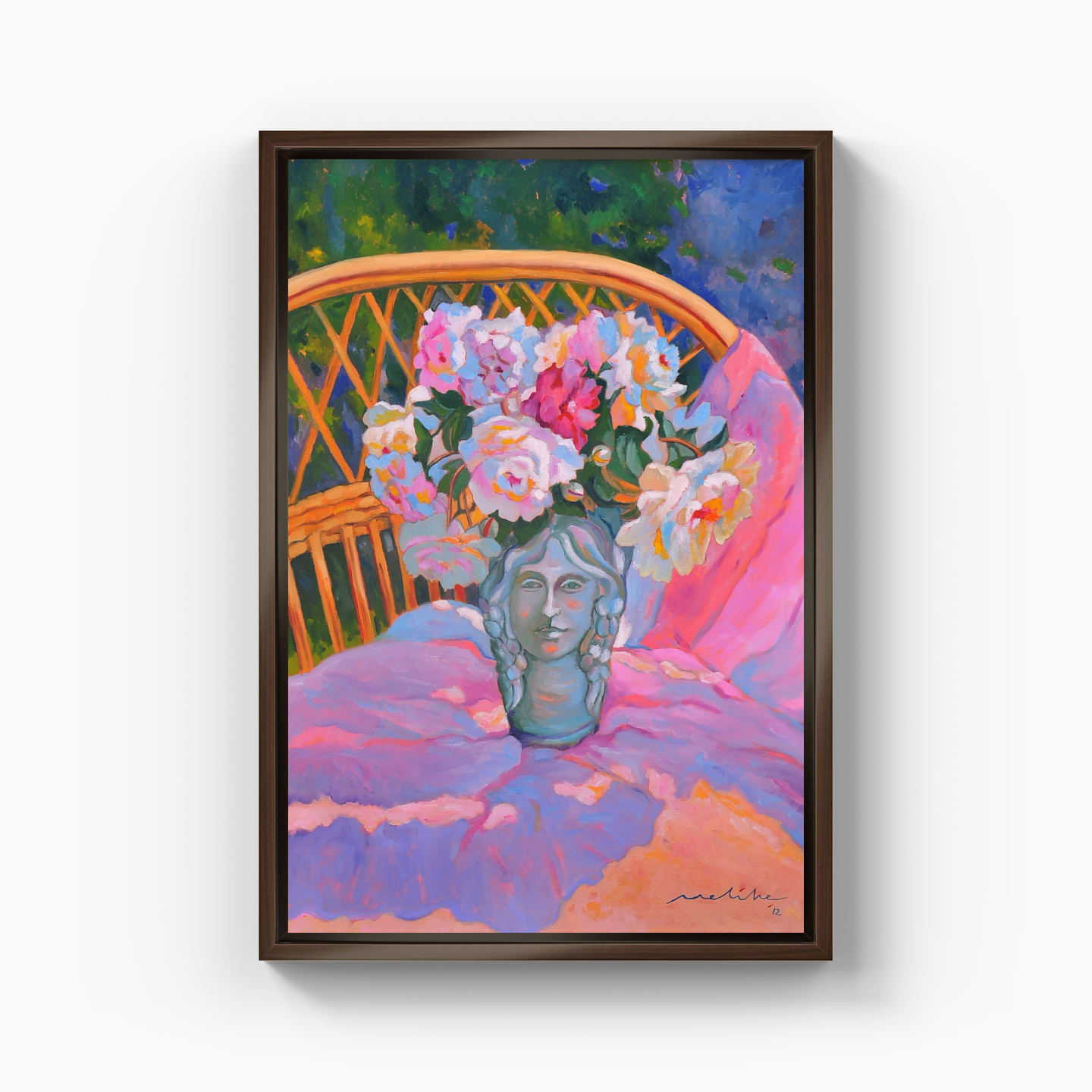 Roses in a faceted vase - Canvas Painting