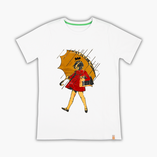 Girl in Red Dress with Umbrella - T-Shirt