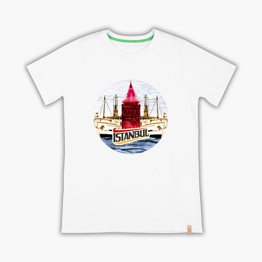 Istanbul - Ferries and Galata Tower - T-Shirt