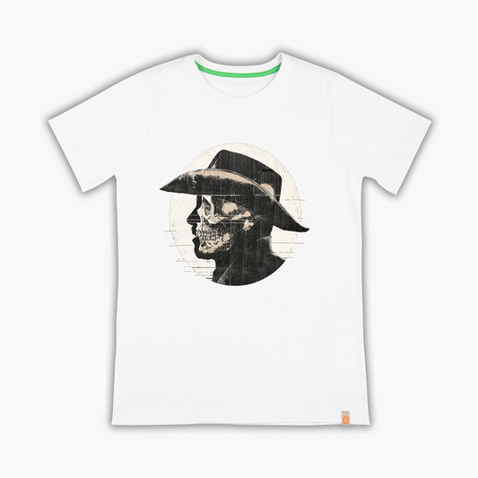Kovboy Şapkalı Keçi Sakallı Kurukafa - Tişört