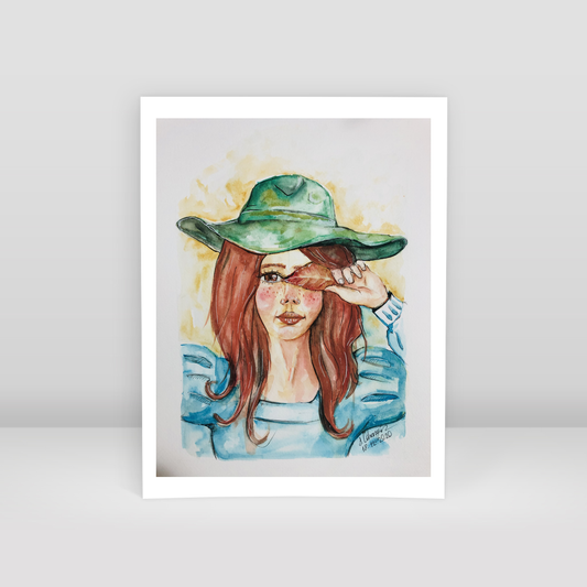 Girl with hat - Art Print