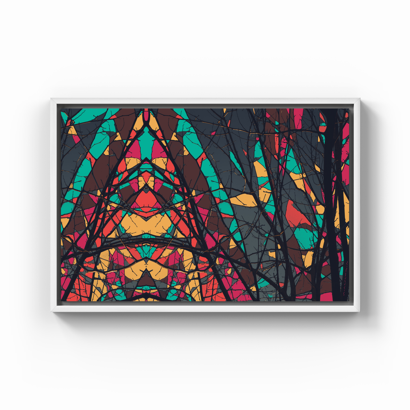 Simetri Ağaç Dal Orman Ekspresyonist Abstrakt Manzara No 28 - Kanvas Tablo