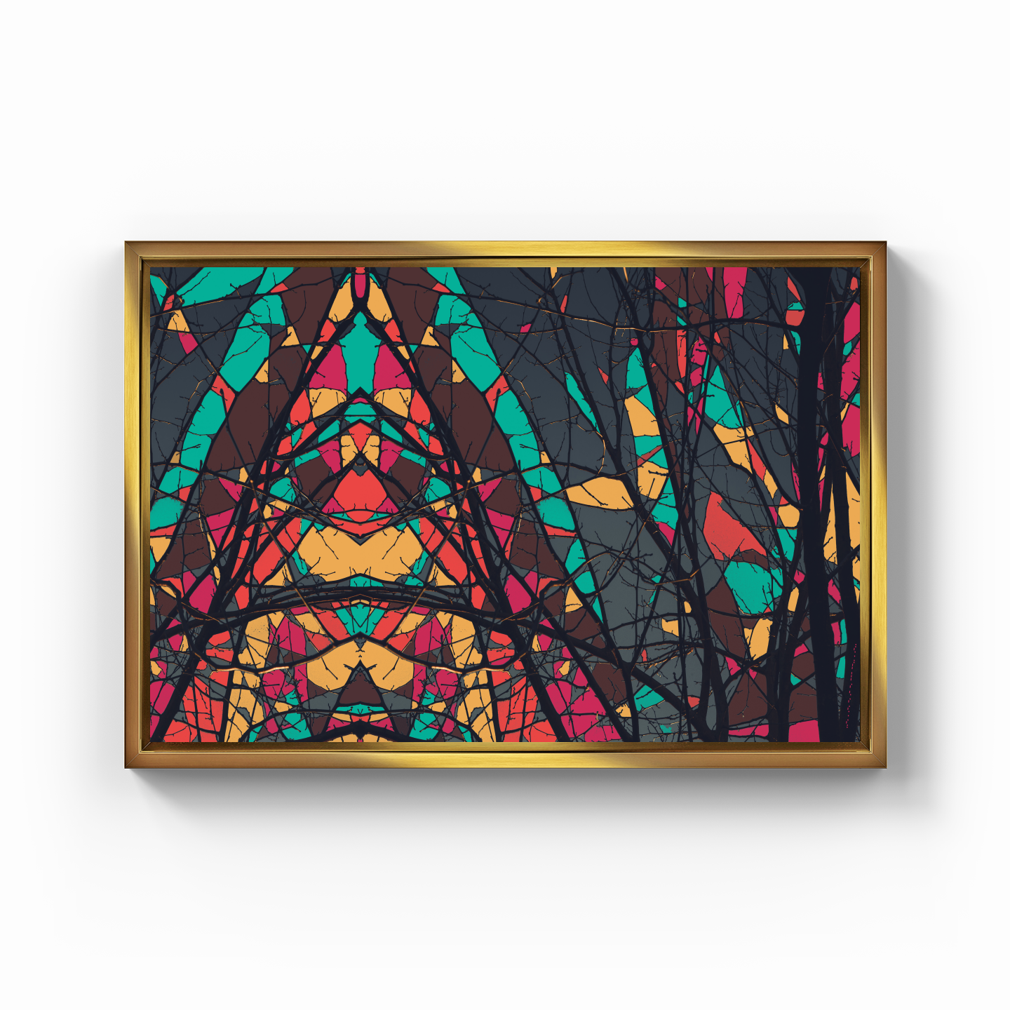 Simetri Ağaç Dal Orman Ekspresyonist Abstrakt Manzara No 28 - Kanvas Tablo