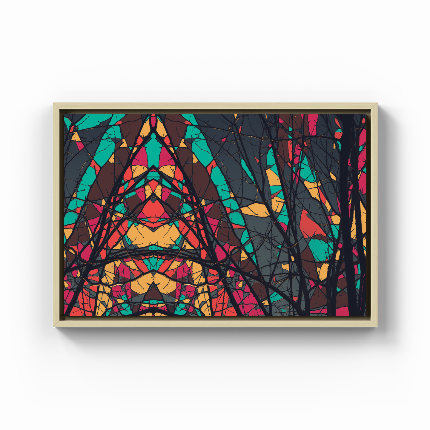 Simetri Ağaç Dal Orman Ekspresyonist Abstrakt Manzara No 28 - Kanvas Tablo