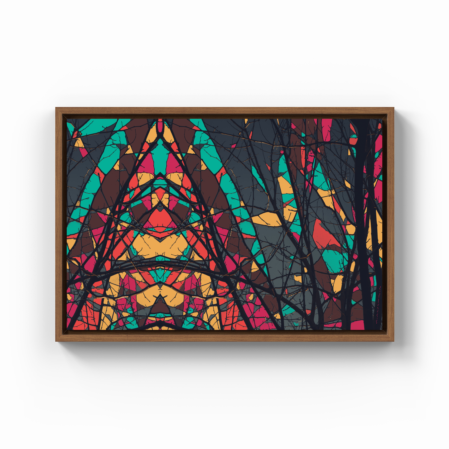 Simetri Ağaç Dal Orman Ekspresyonist Abstrakt Manzara No 28 - Kanvas Tablo