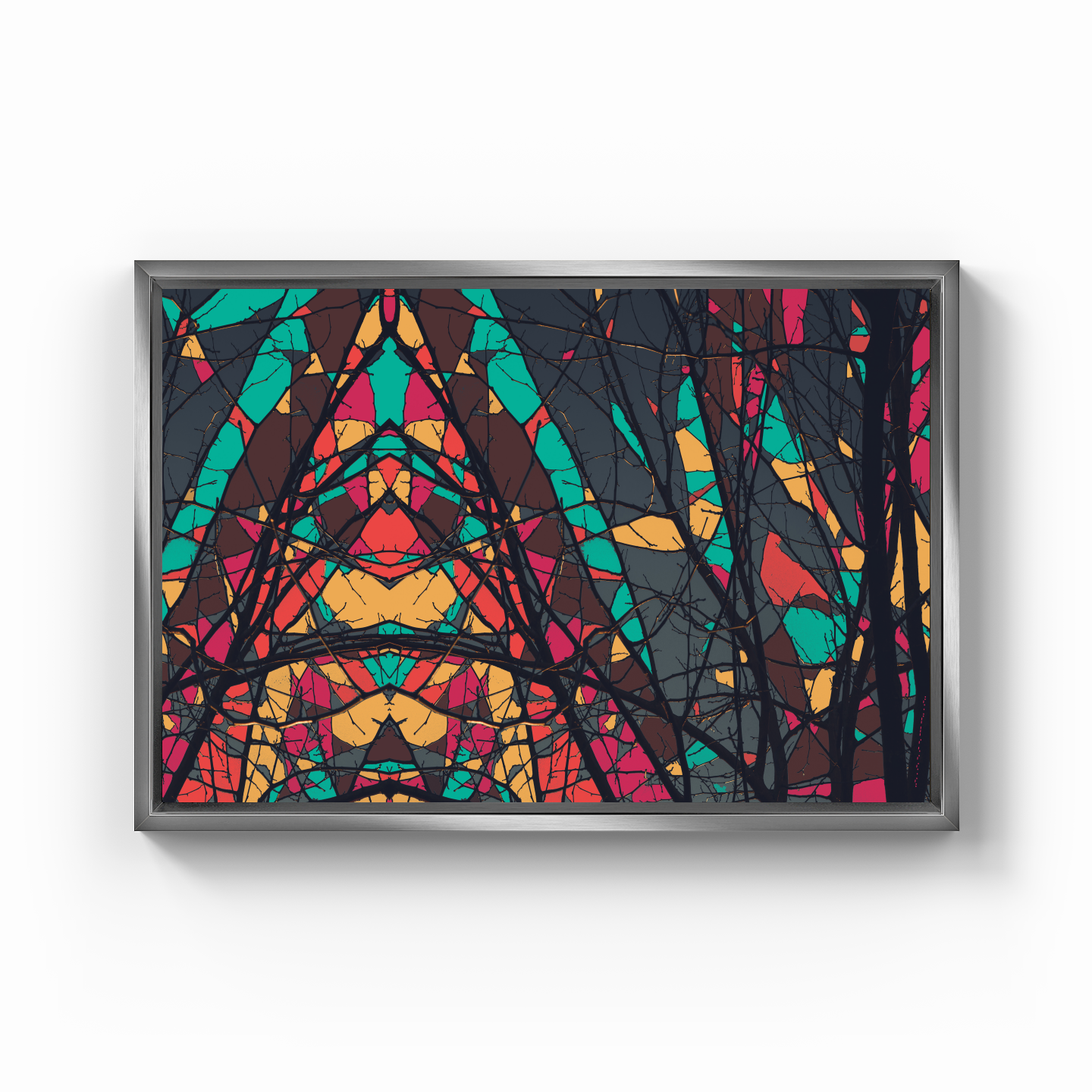 Simetri Ağaç Dal Orman Ekspresyonist Abstrakt Manzara No 28 - Kanvas Tablo