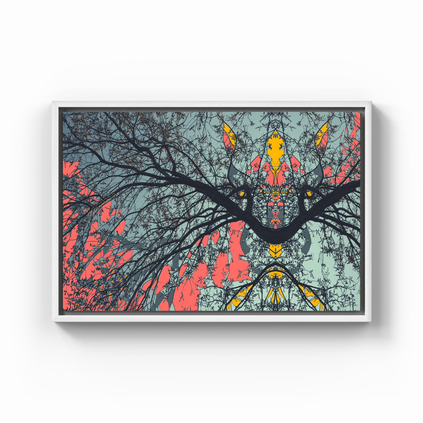 Simetri Ağaç Dal Orman Ekspresyonist Abstrakt Manzara No 02 - Kanvas Tablo