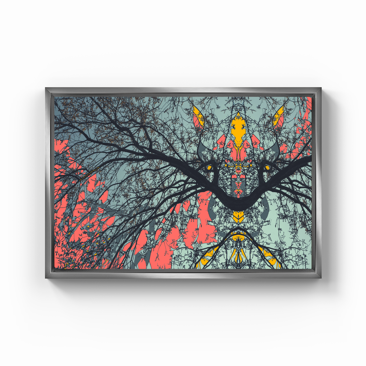 Simetri Ağaç Dal Orman Ekspresyonist Abstrakt Manzara No 02 - Kanvas Tablo