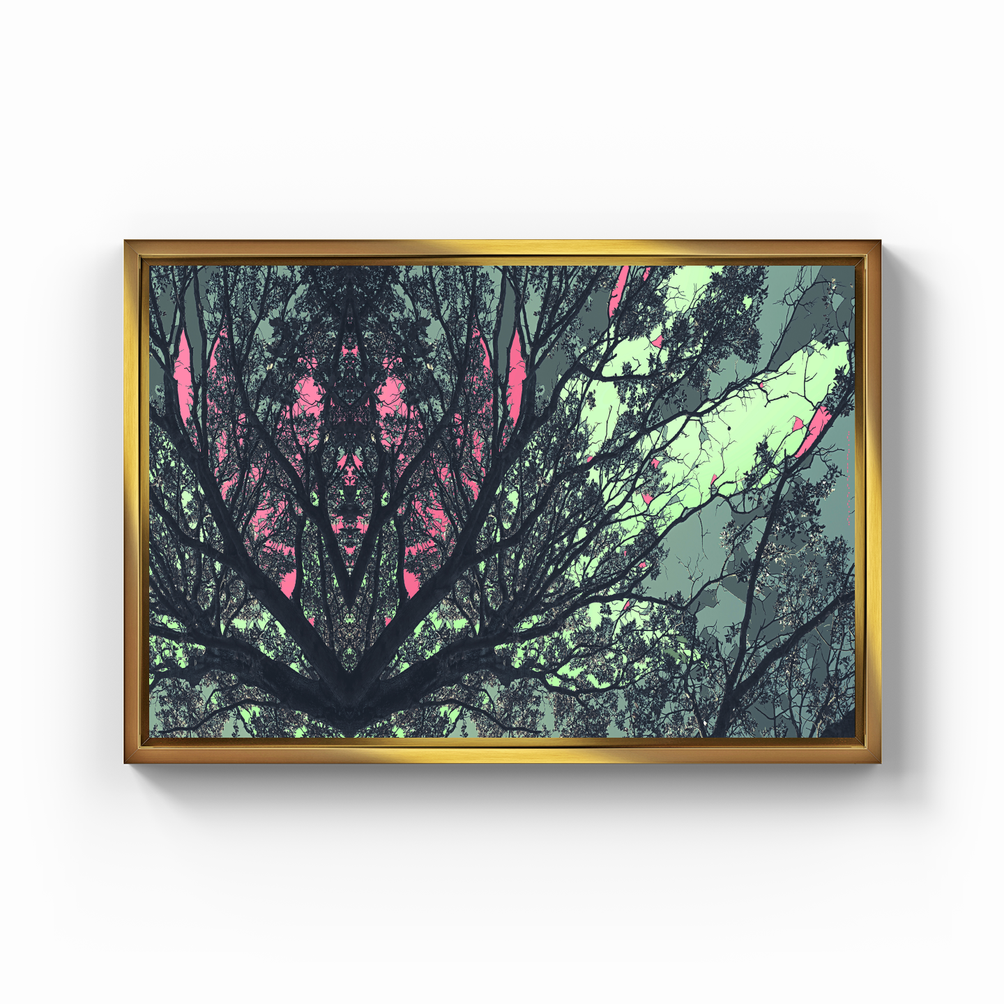 Simetri Ağaç Dal Orman Ekspresyonist Abstrakt Manzara No 22 - Kanvas Tablo