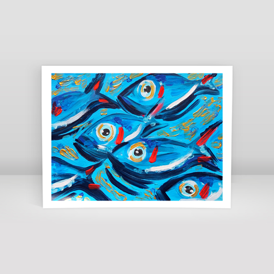 Blue fishes - Art Print