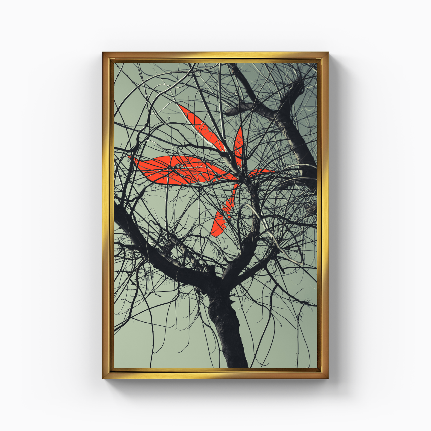 Ağaç Dal Ekspresyonist Abstrakt Manzara No 02 - Kanvas Tablo