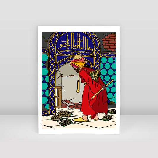 Kaplumbağa Terbiyecisi İllustrasyon - Art Print