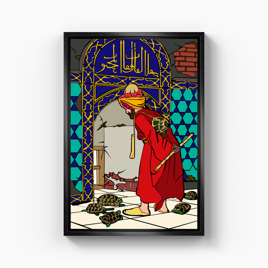 Kaplumbağa Terbiyecisi İllustrasyon - Kanvas Tablo