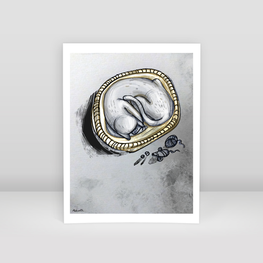 Sleeping Cat / Uyuyan Kedi - Abbarts - Art Print