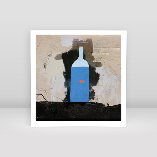 Red Fish in a Raki Bottle - Art Print