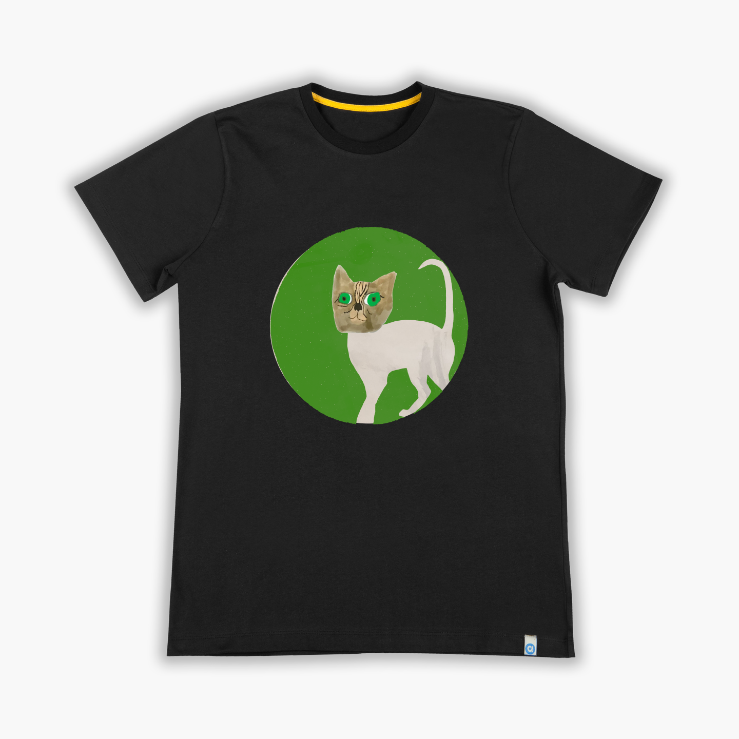 Yeşilde Kedi Kafası - Tişört