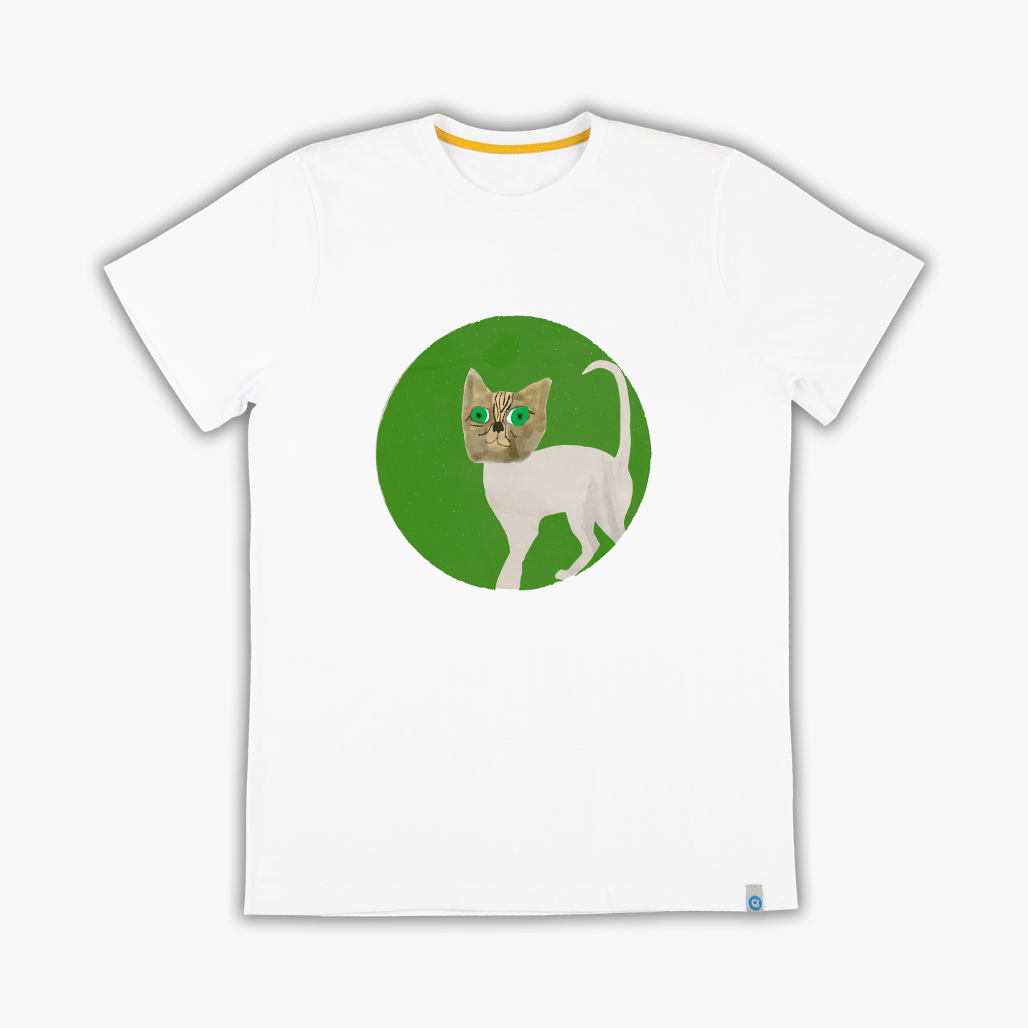 Yeşilde Kedi Kafası - Tişört
