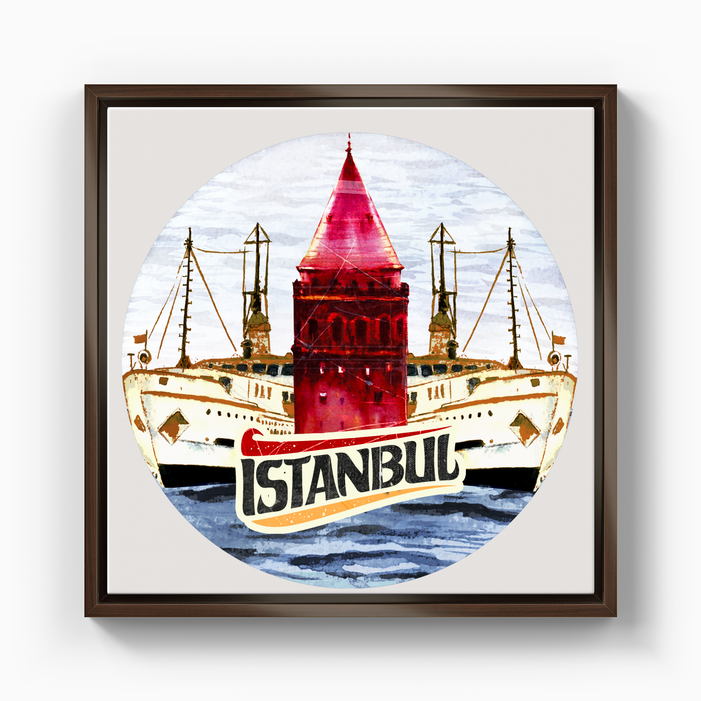 İstanbul - Vapurlar ve Galata Kulesi - Kanvas Tablo