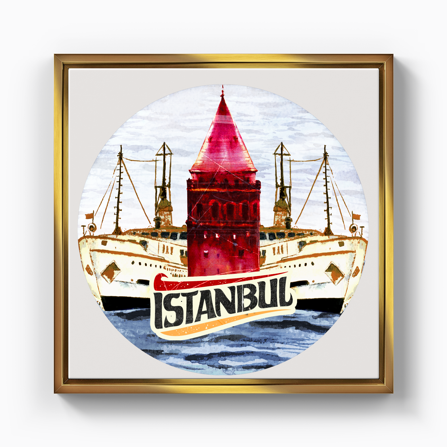 İstanbul - Vapurlar ve Galata Kulesi - Kanvas Tablo