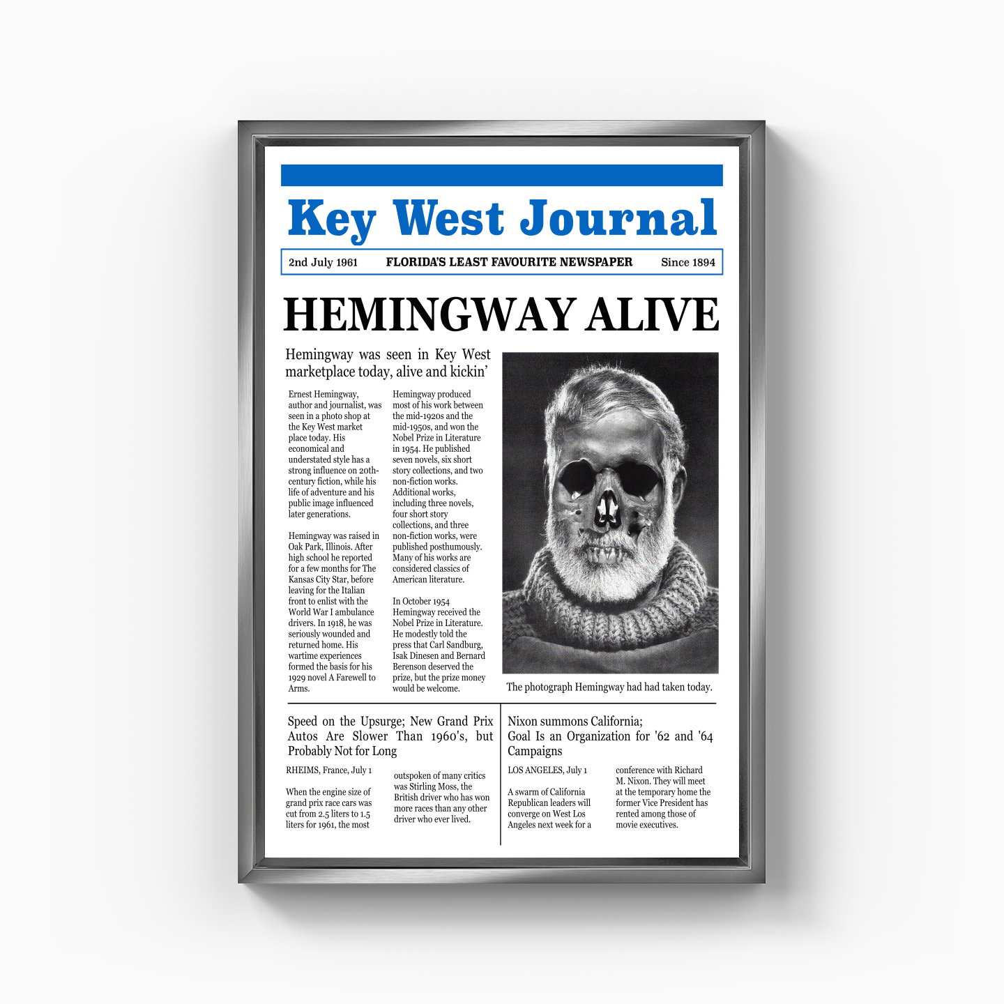Hemingway Alive - Kanvas Tablo