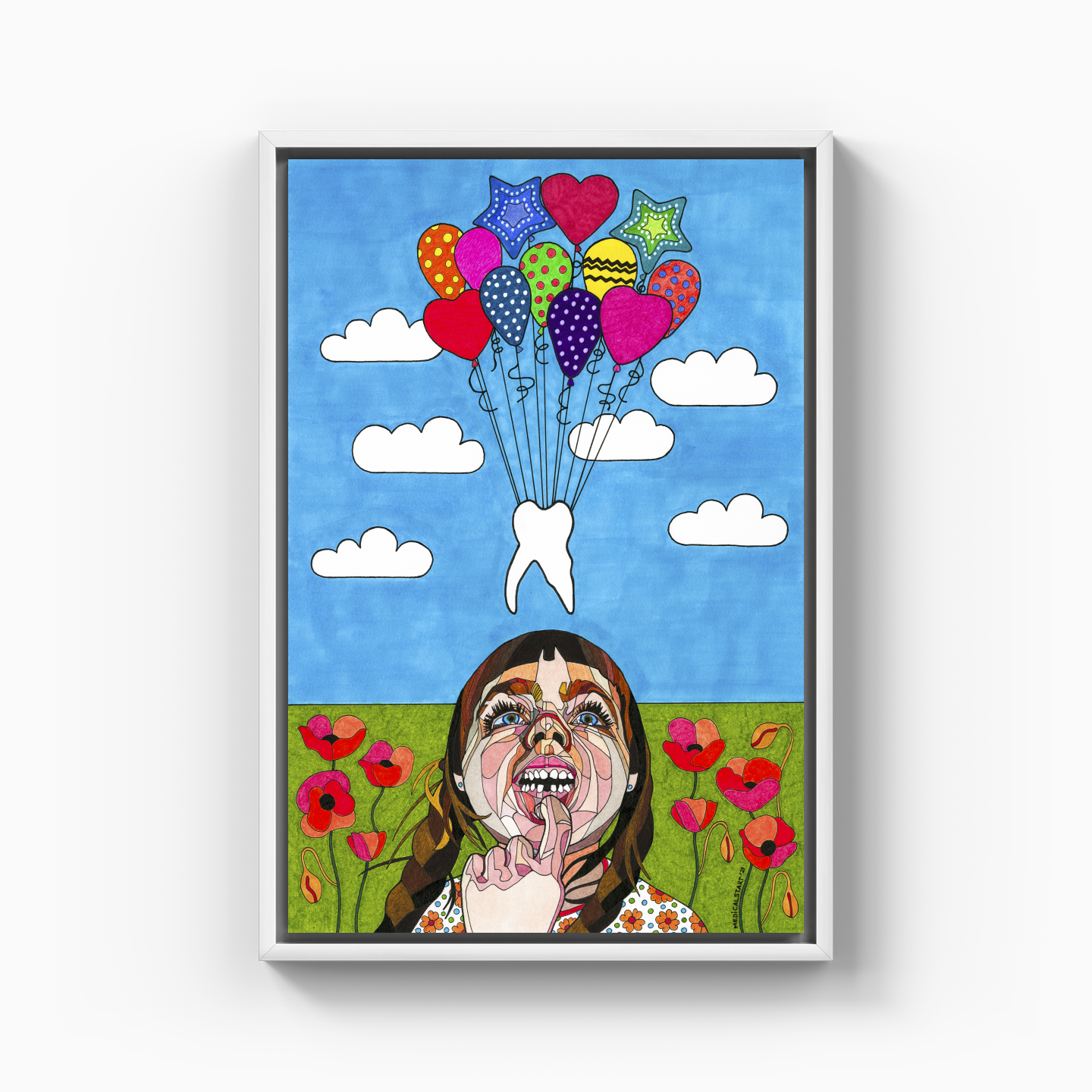 baby teeth on a trip with balloons - Canvas Print