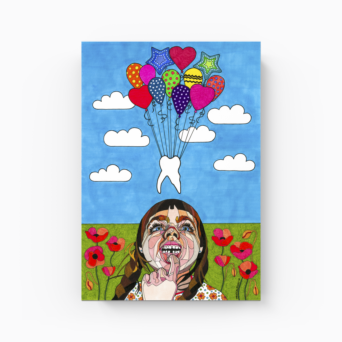 baby teeth on a trip with balloons - Canvas Print