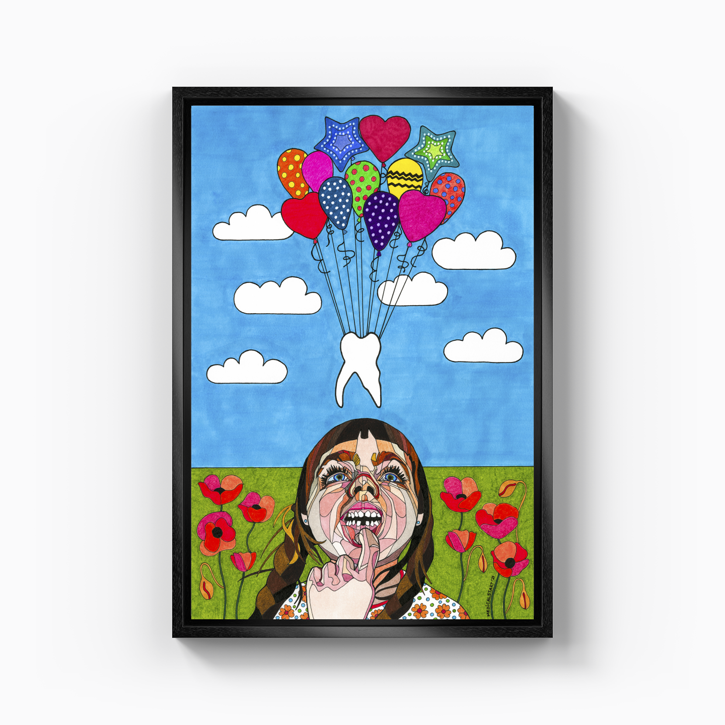 baby teeth on a trip with balloons - Canvas Print