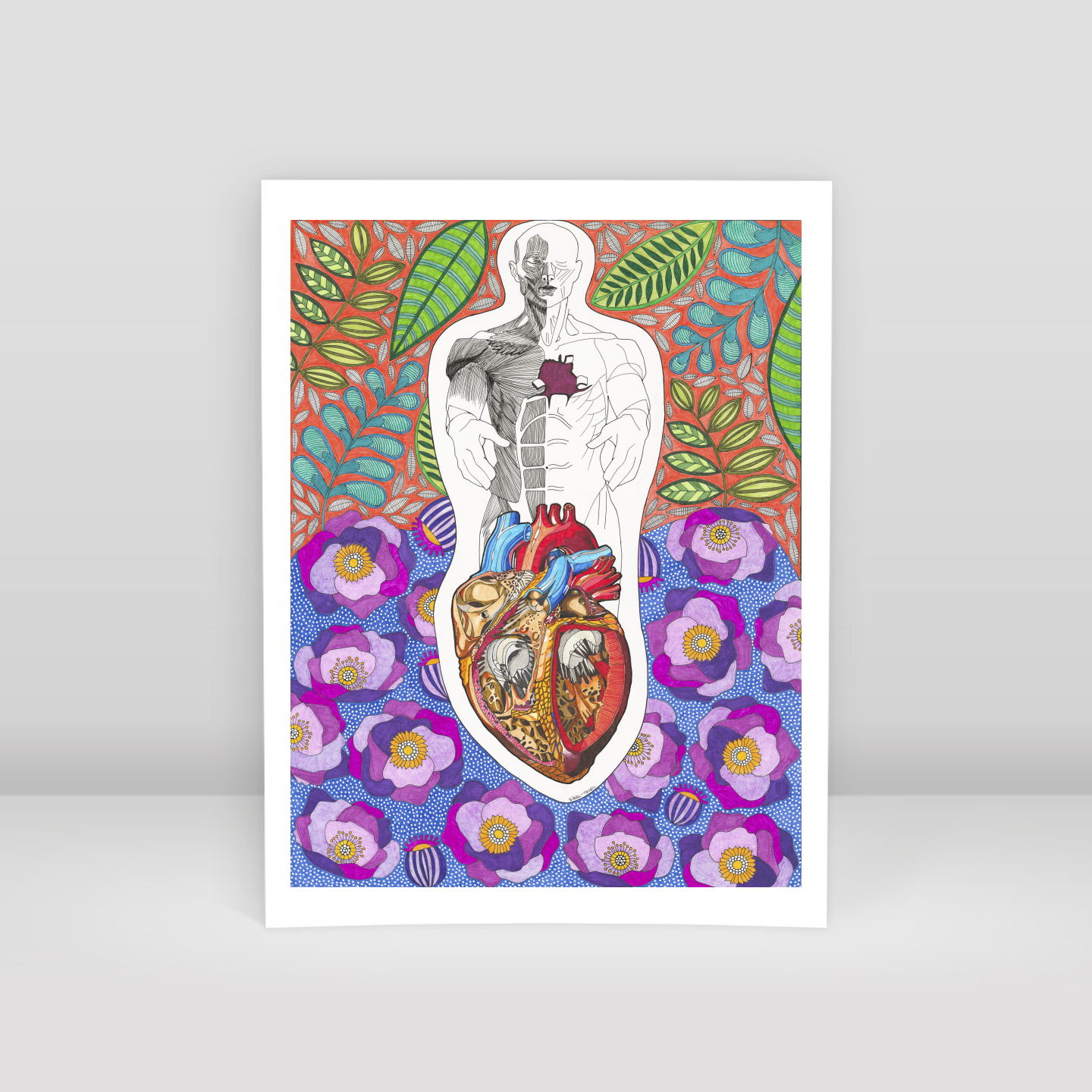 the heart of flower field - Art Print