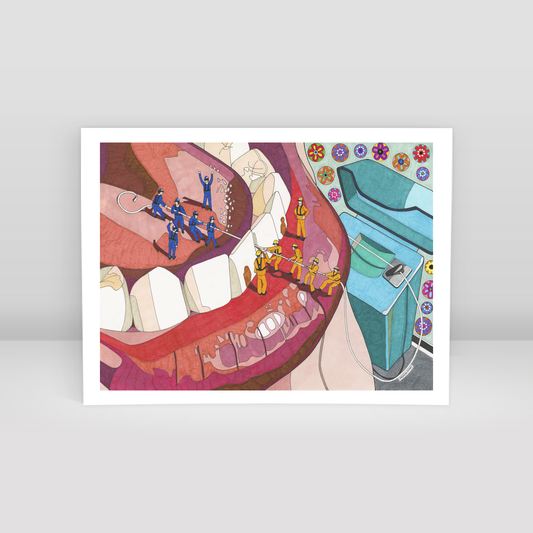 tug of floss - Art Print