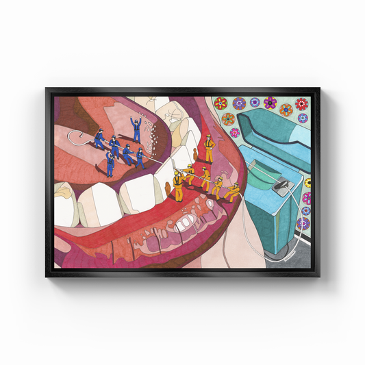 tug of floss - Canvas Print