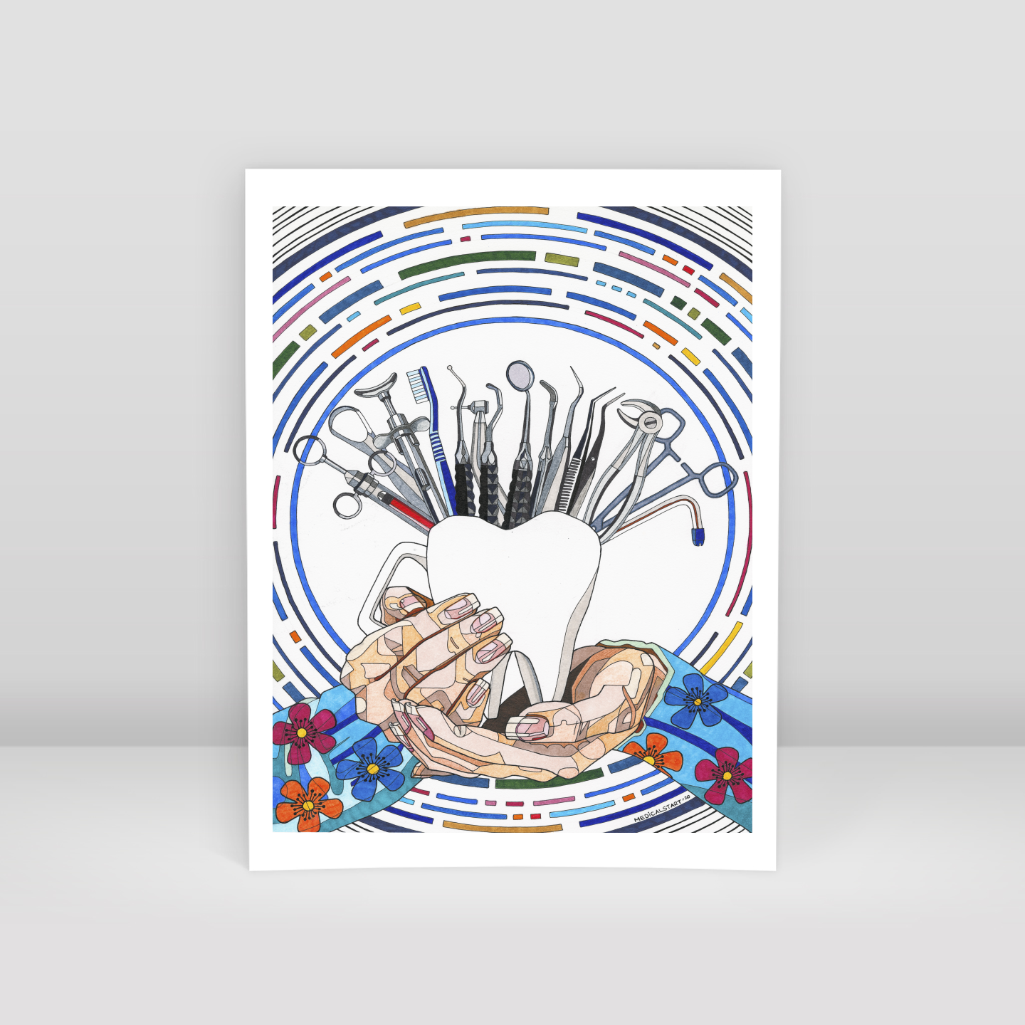 a handful of dental instruments - Art Print