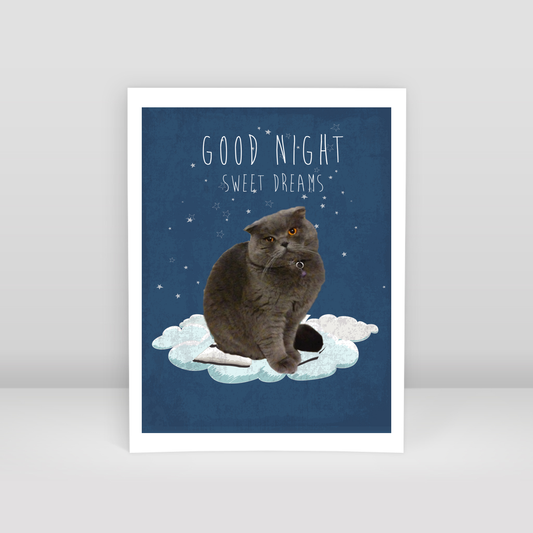 Good Night Cat - Art Print