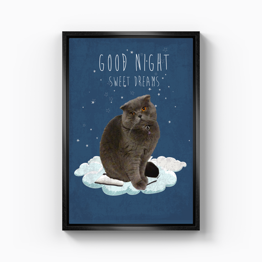 Good Night Cat - Kanvas Tablo